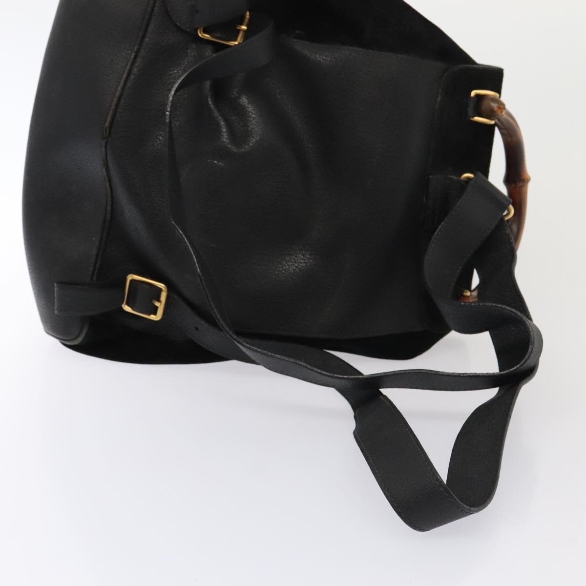 GUCCI Bamboo Backpack Suede Black Gold 003 58 0016 88180