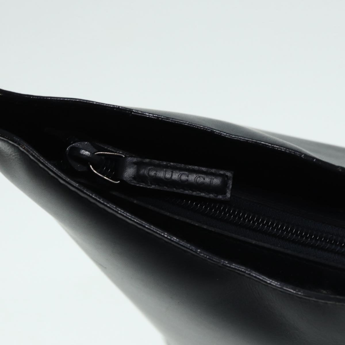 GUCCI Bamboo Shoulder Bag Leather Outlet Navy Silver 88399