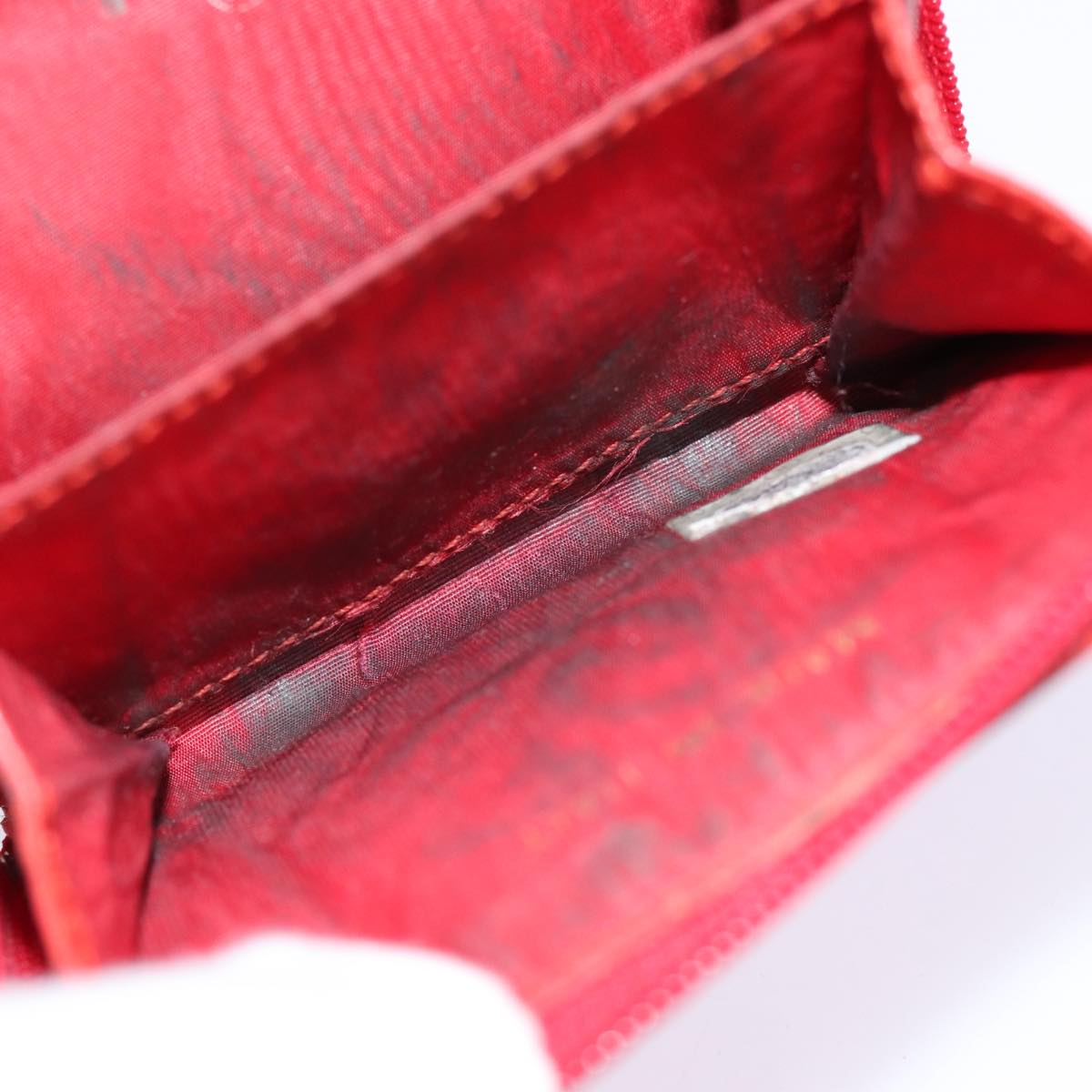 CHANEL COCO Mark Coin Purse Caviar Skin Gold Red CC 88633