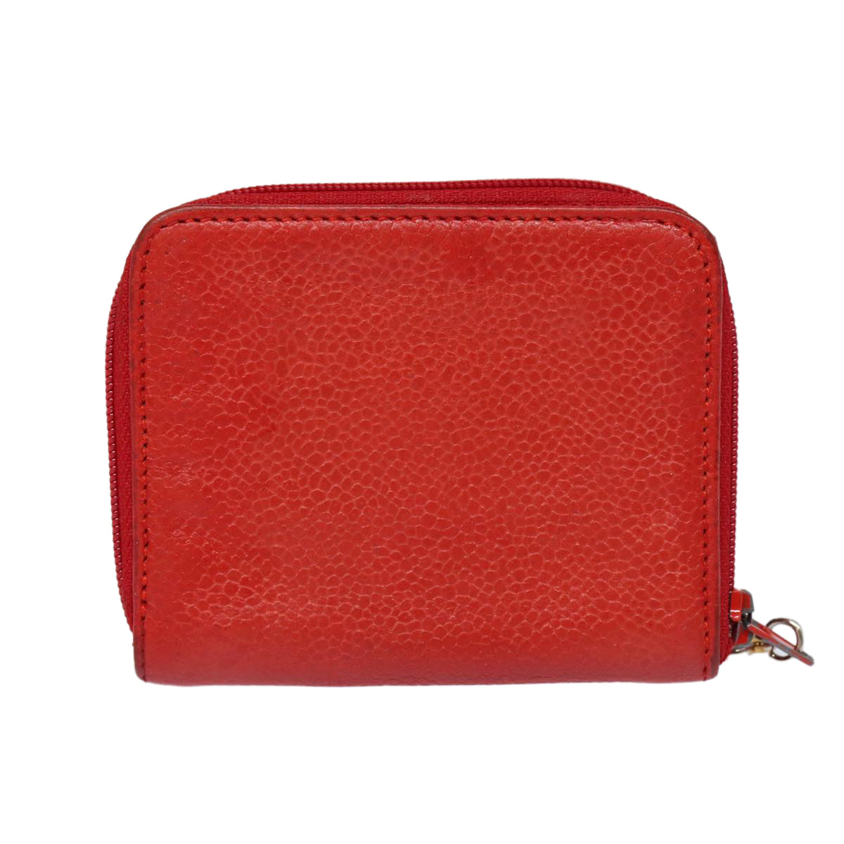 CHANEL COCO Mark Coin Purse Caviar Skin Gold Red CC 88633