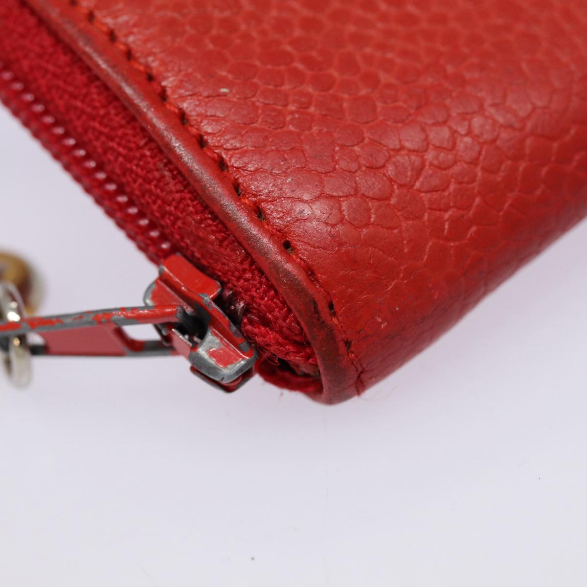 CHANEL COCO Mark Coin Purse Caviar Skin Gold Red CC 88633