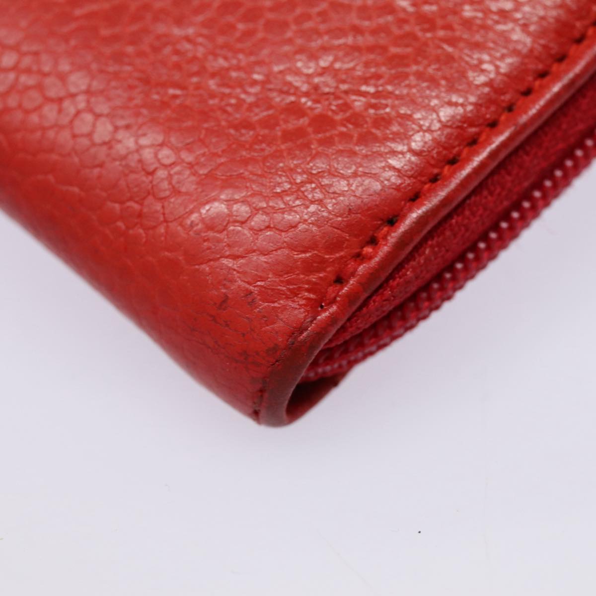 CHANEL COCO Mark Coin Purse Caviar Skin Gold Red CC 88633