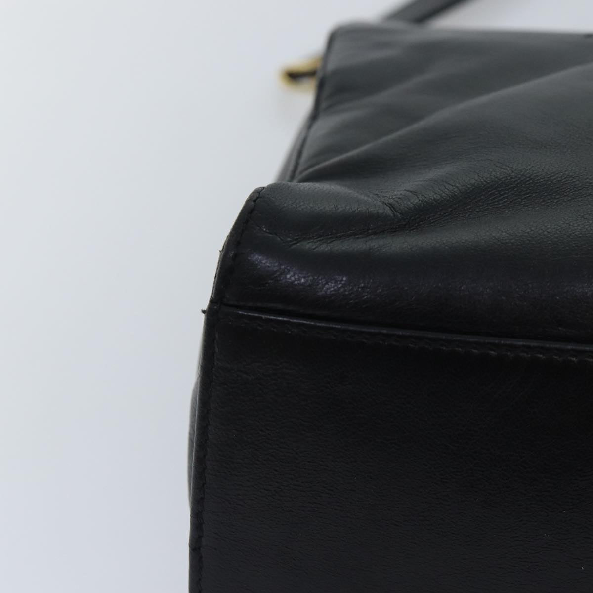 CHANEL Chain Shoulder Bag Leather Black Gold CC 88658A