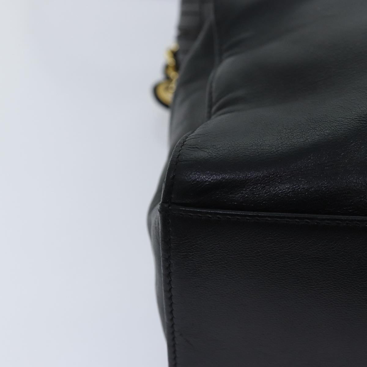 CHANEL Chain Shoulder Bag Leather Black Gold CC 88658A