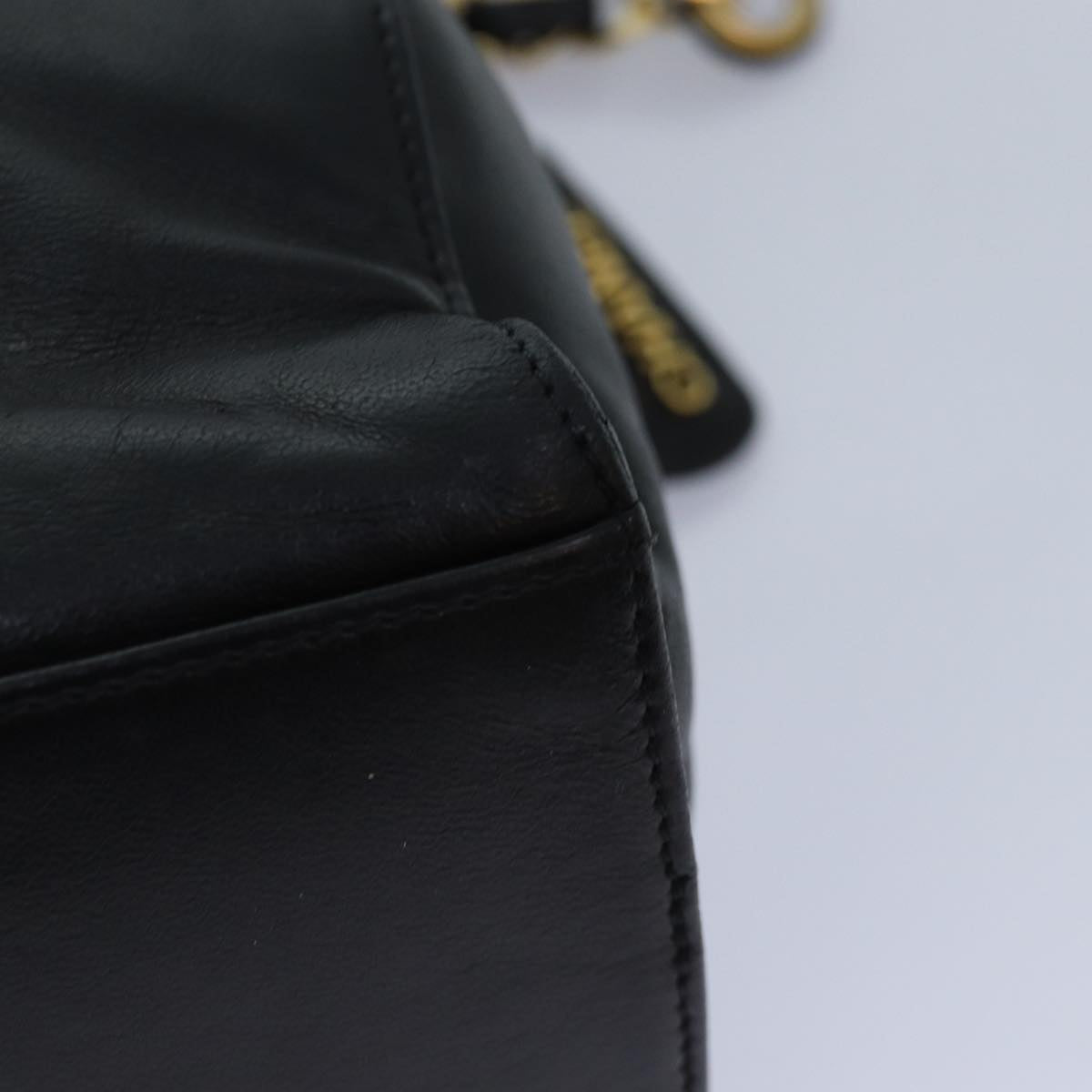 CHANEL Chain Shoulder Bag Leather Black Gold CC 88658A