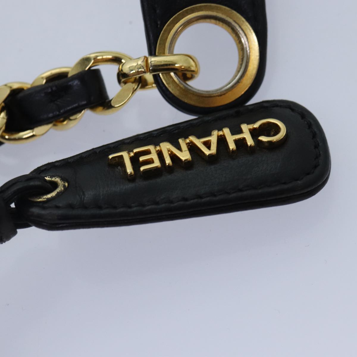 CHANEL Chain Shoulder Bag Leather Black Gold CC 88658A