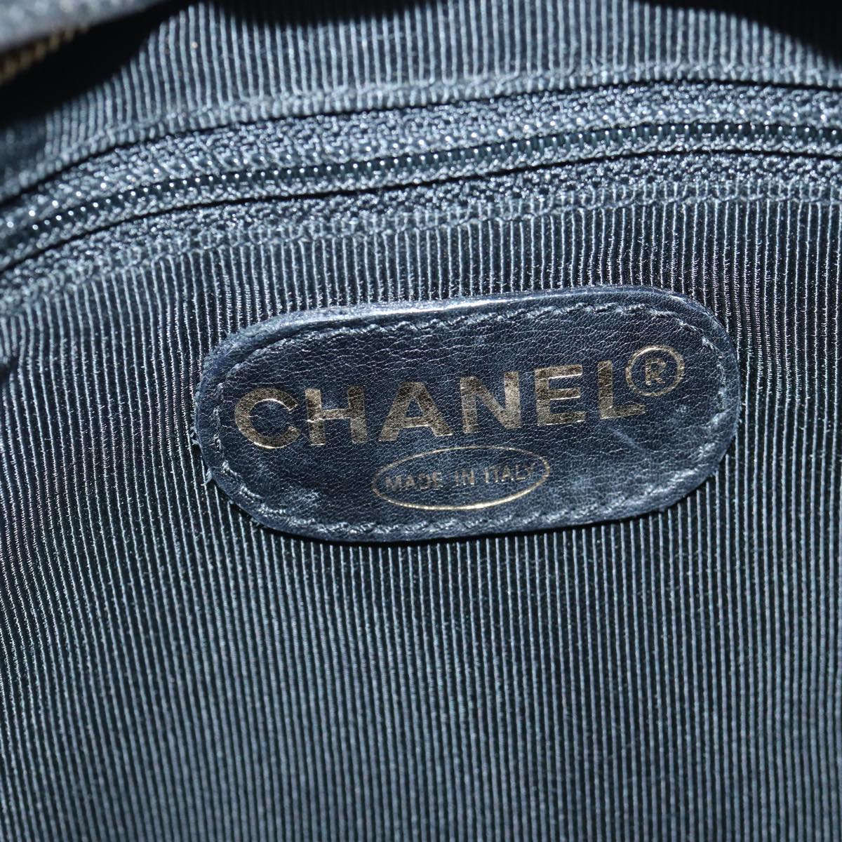 CHANEL Chain Shoulder Bag Leather Black Gold CC 88658A