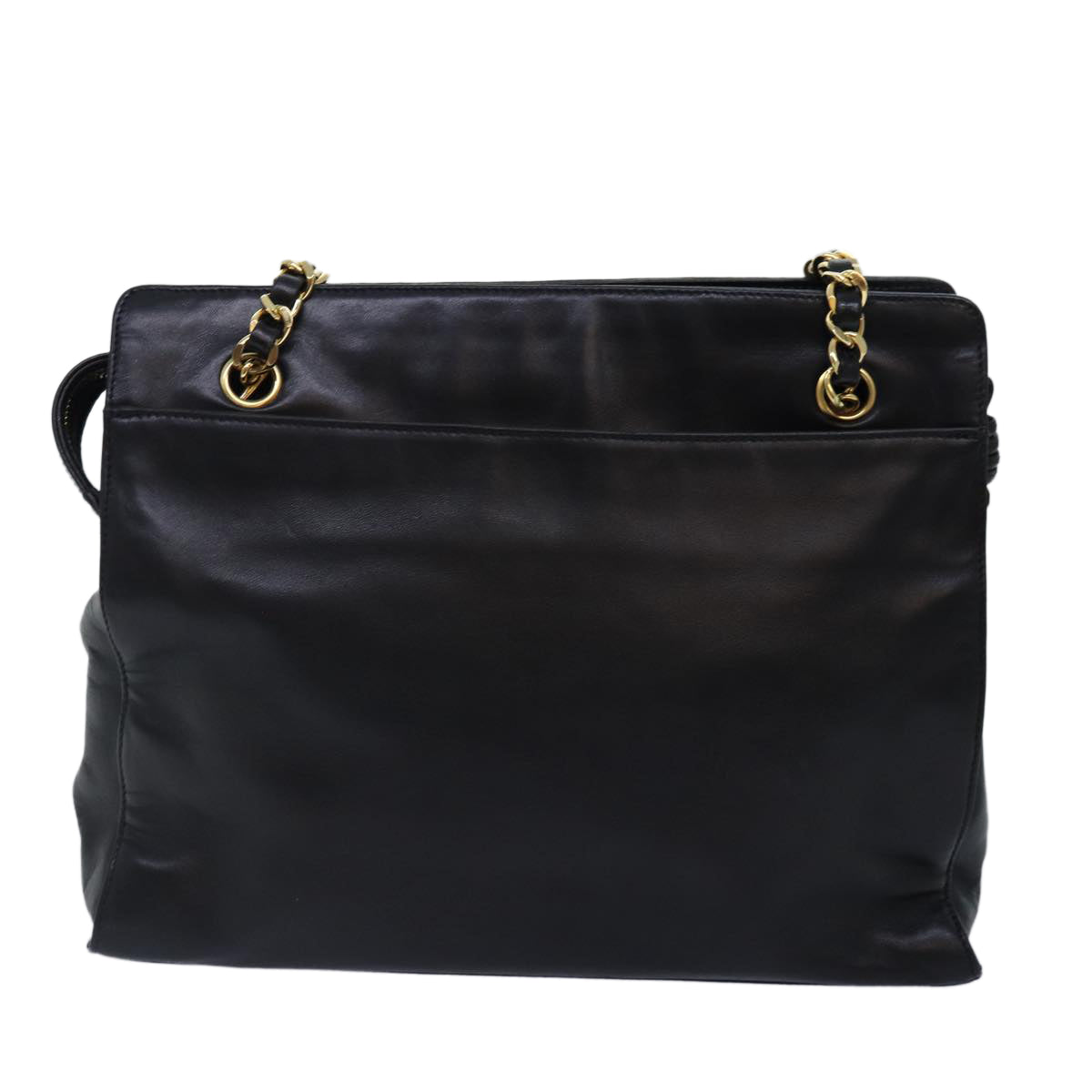 CHANEL Chain Shoulder Bag Leather Black Gold CC 88658A