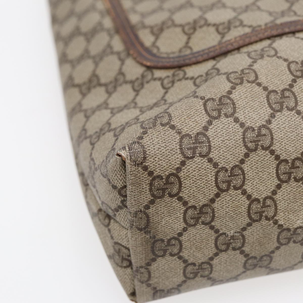 GUCCI GG Supreme Web Sherry Line Tote Bag PVC Beige Gold 39 02 003 88693