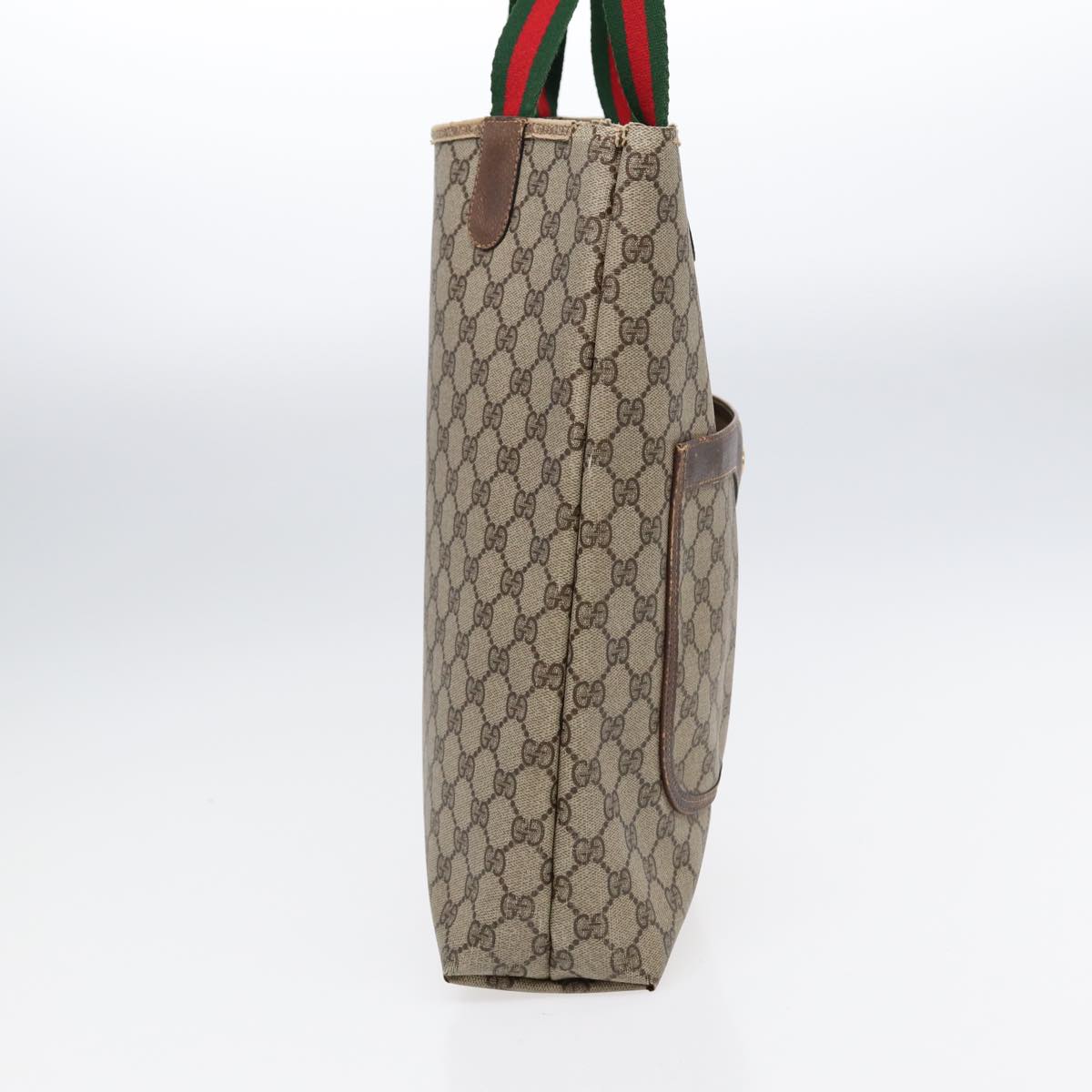 GUCCI GG Supreme Web Sherry Line Tote Bag PVC Beige Gold 39 02 003 88693