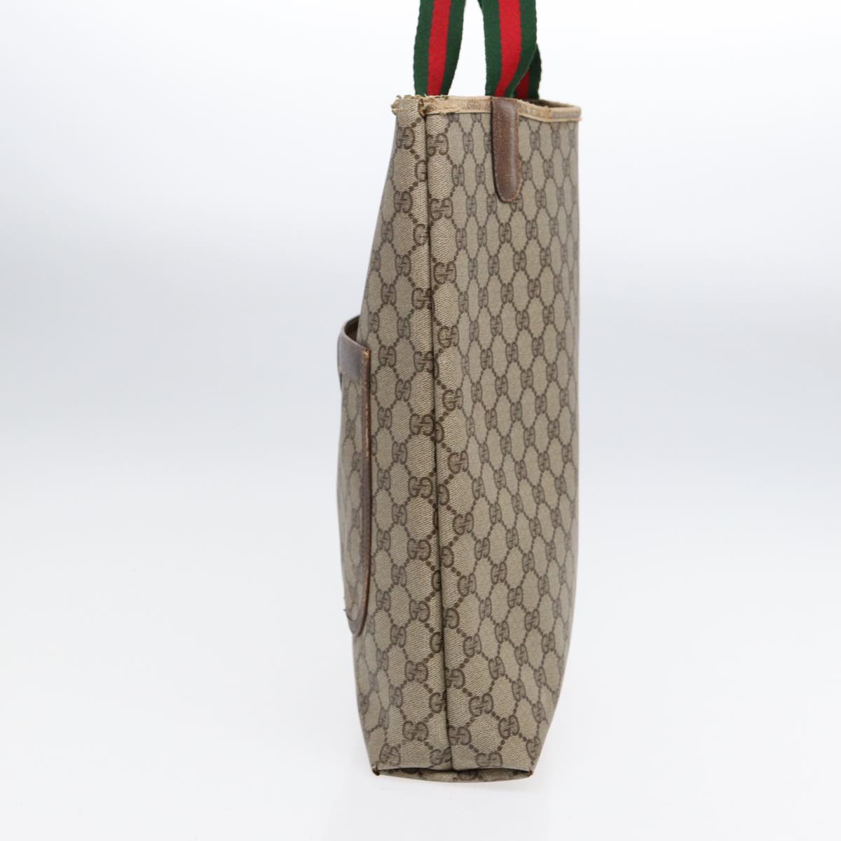 GUCCI GG Supreme Web Sherry Line Tote Bag PVC Beige Gold 39 02 003 88693