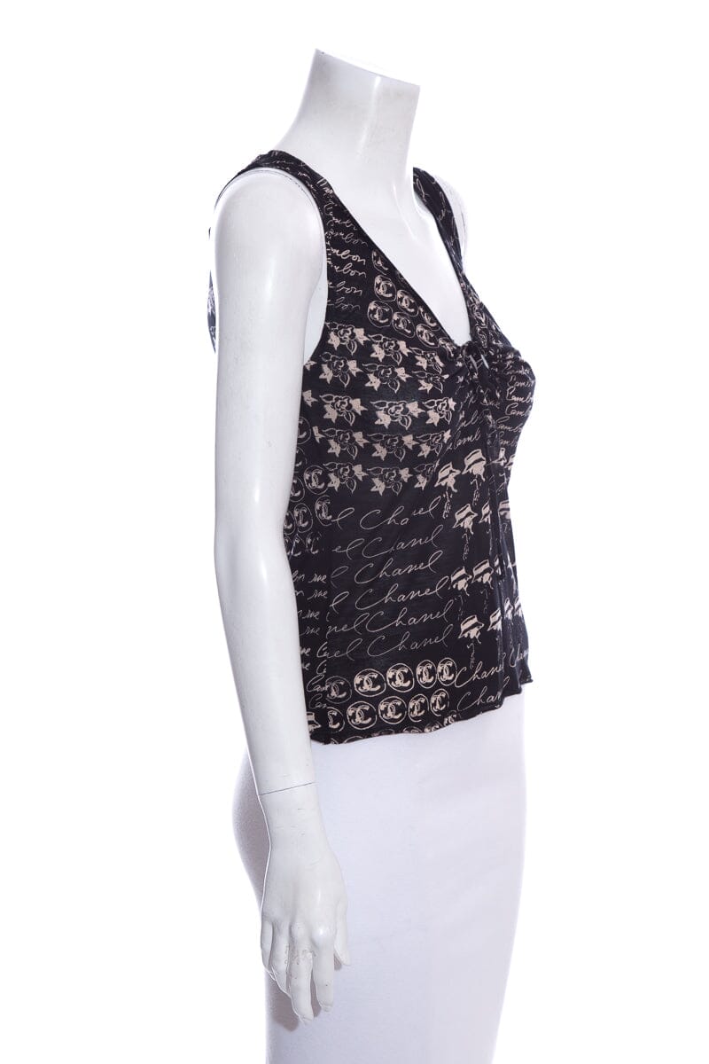 Chanel Black Printed Tank SZ 36