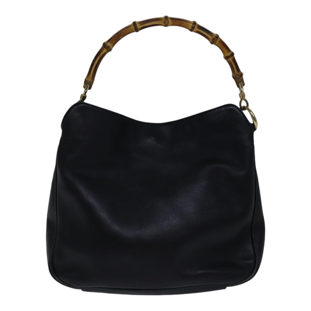 GUCCI Bamboo Shoulder Bag Leather 2way Black Gold 001 1638 2058 89140