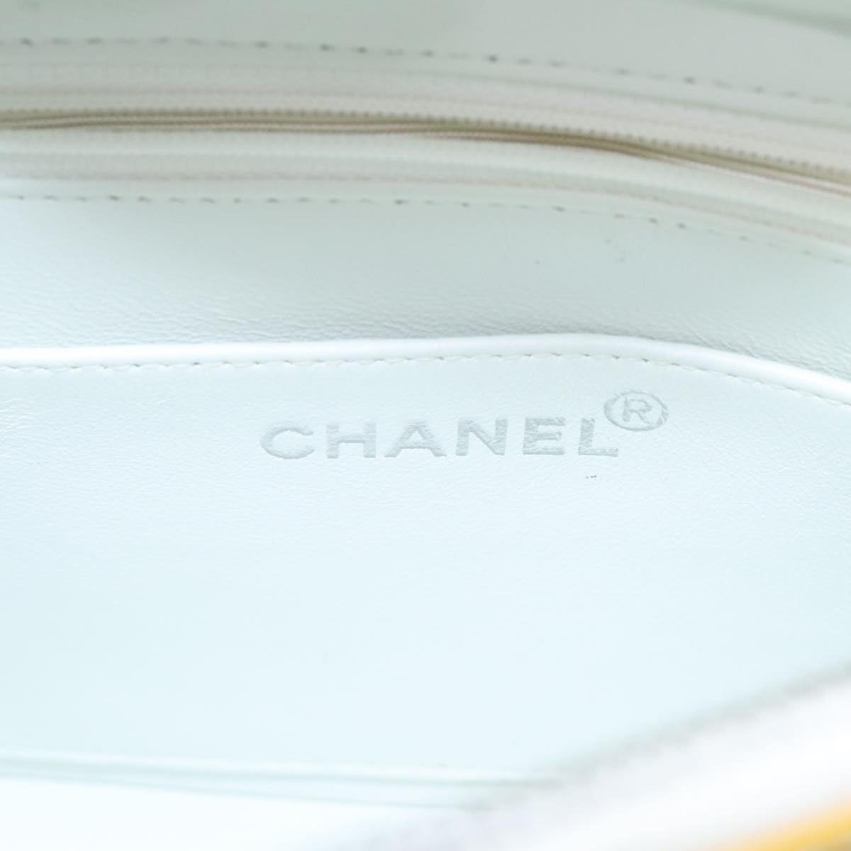 CHANEL Matelasse Backpack Patent leather Yellow Silver CC 89374