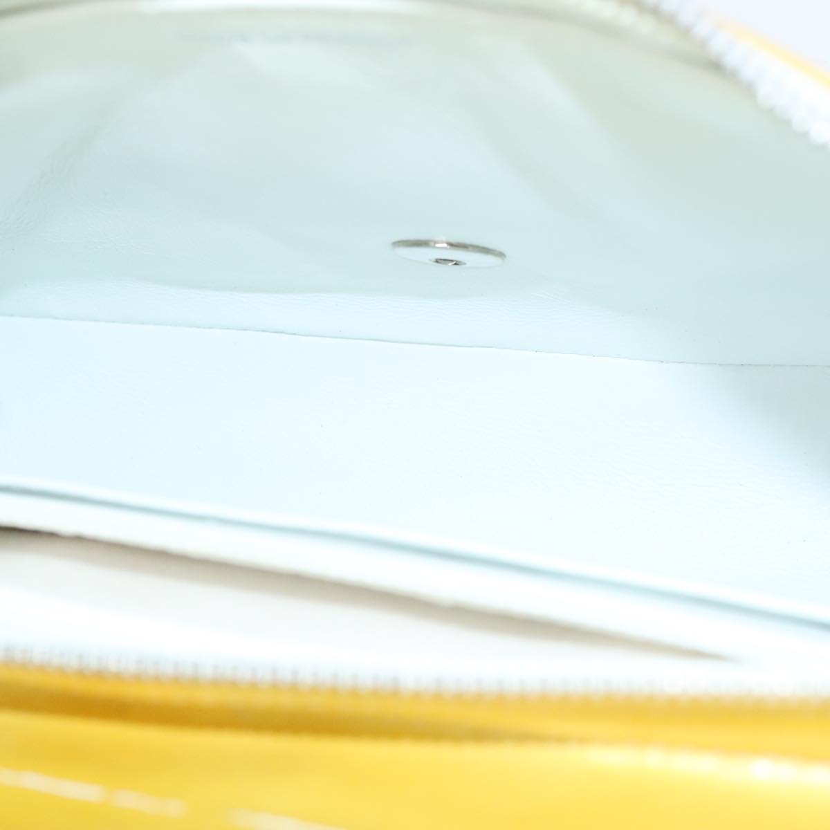 CHANEL Matelasse Backpack Patent leather Yellow Silver CC 89374