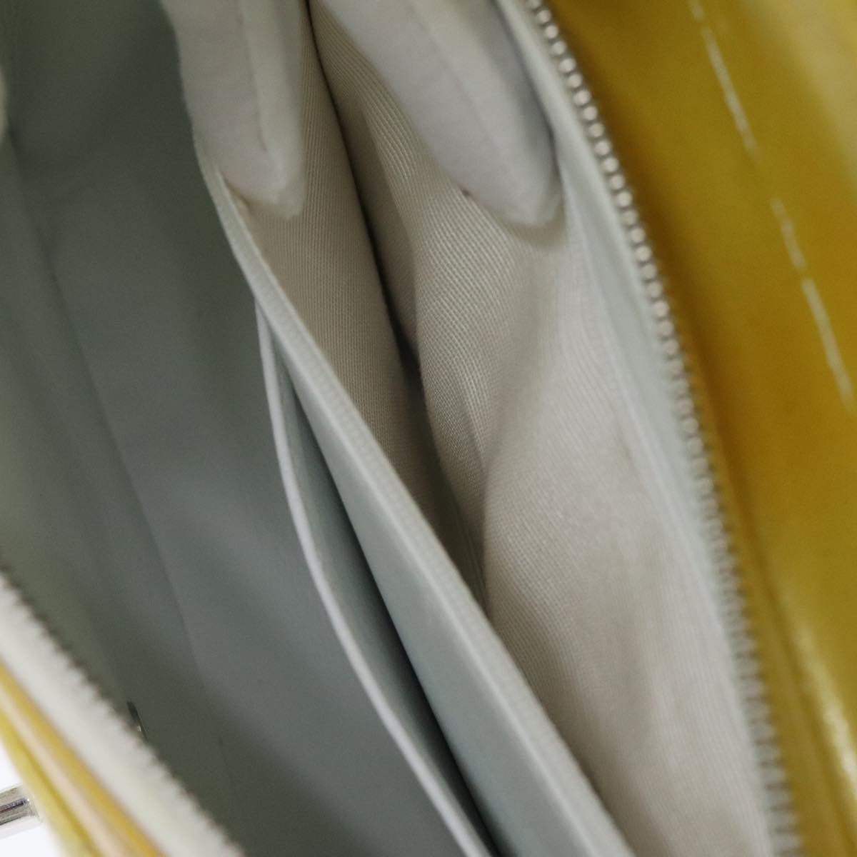 CHANEL Matelasse Backpack Patent leather Yellow Silver CC 89374