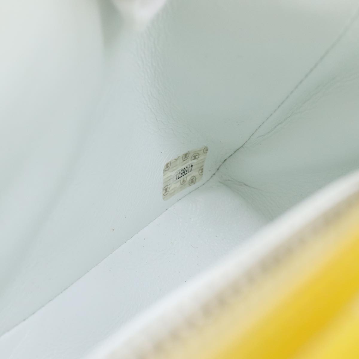 CHANEL Matelasse Backpack Patent leather Yellow Silver CC 89374