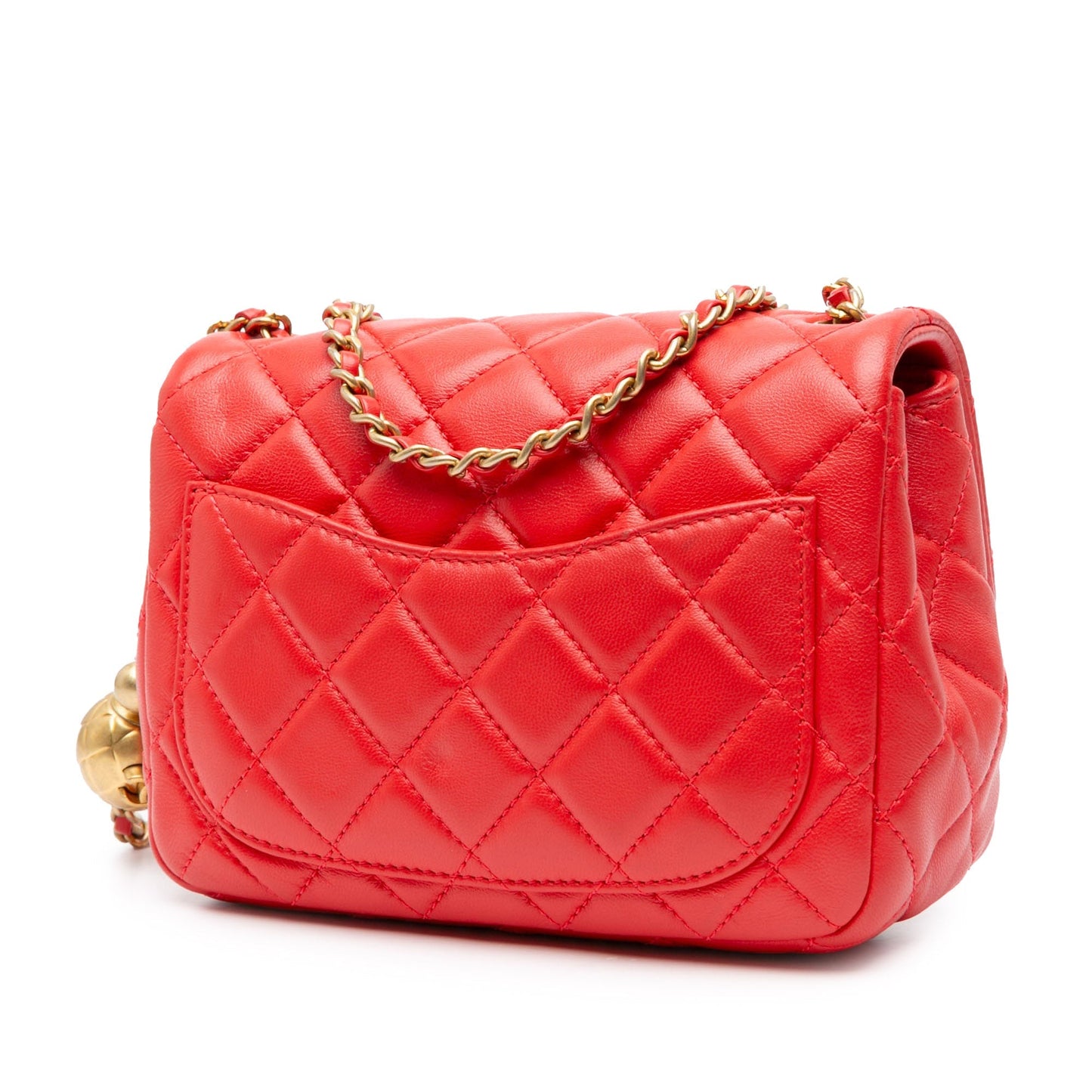 Chanel Sac Mini Square Classic Lambskin Pearl Crush Flap