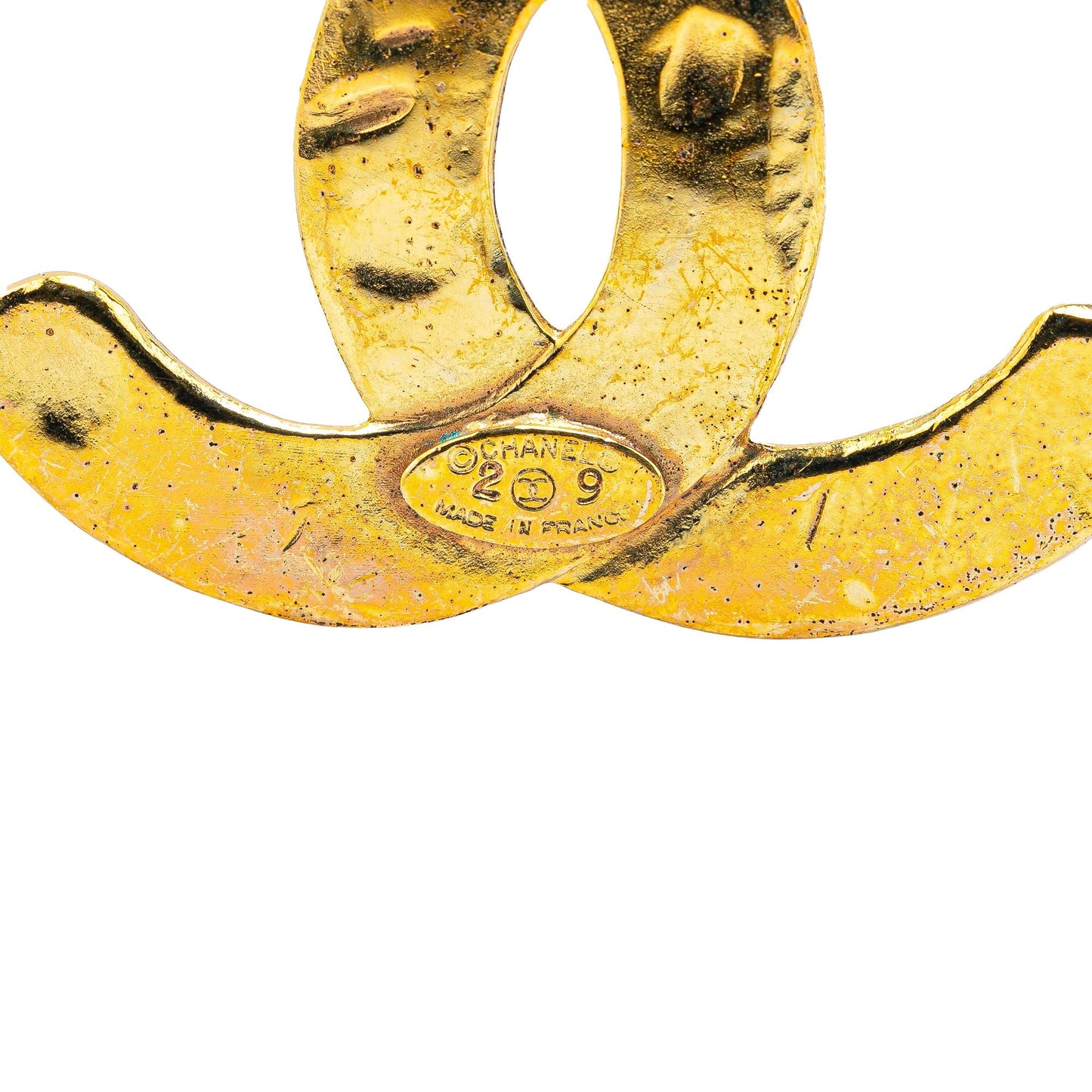 Gold Chanel Gold Plated CC Brooch