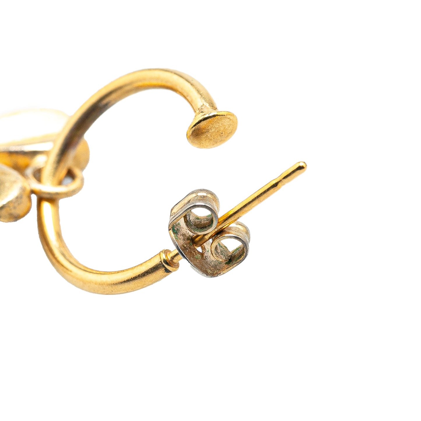 Gold Chanel Gold Plated Clover Hoop Push Back Earrings