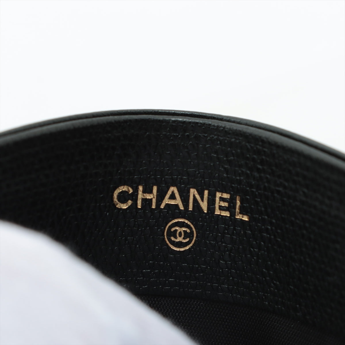 Chanel Coco Button Caviar Leather Card Case Black