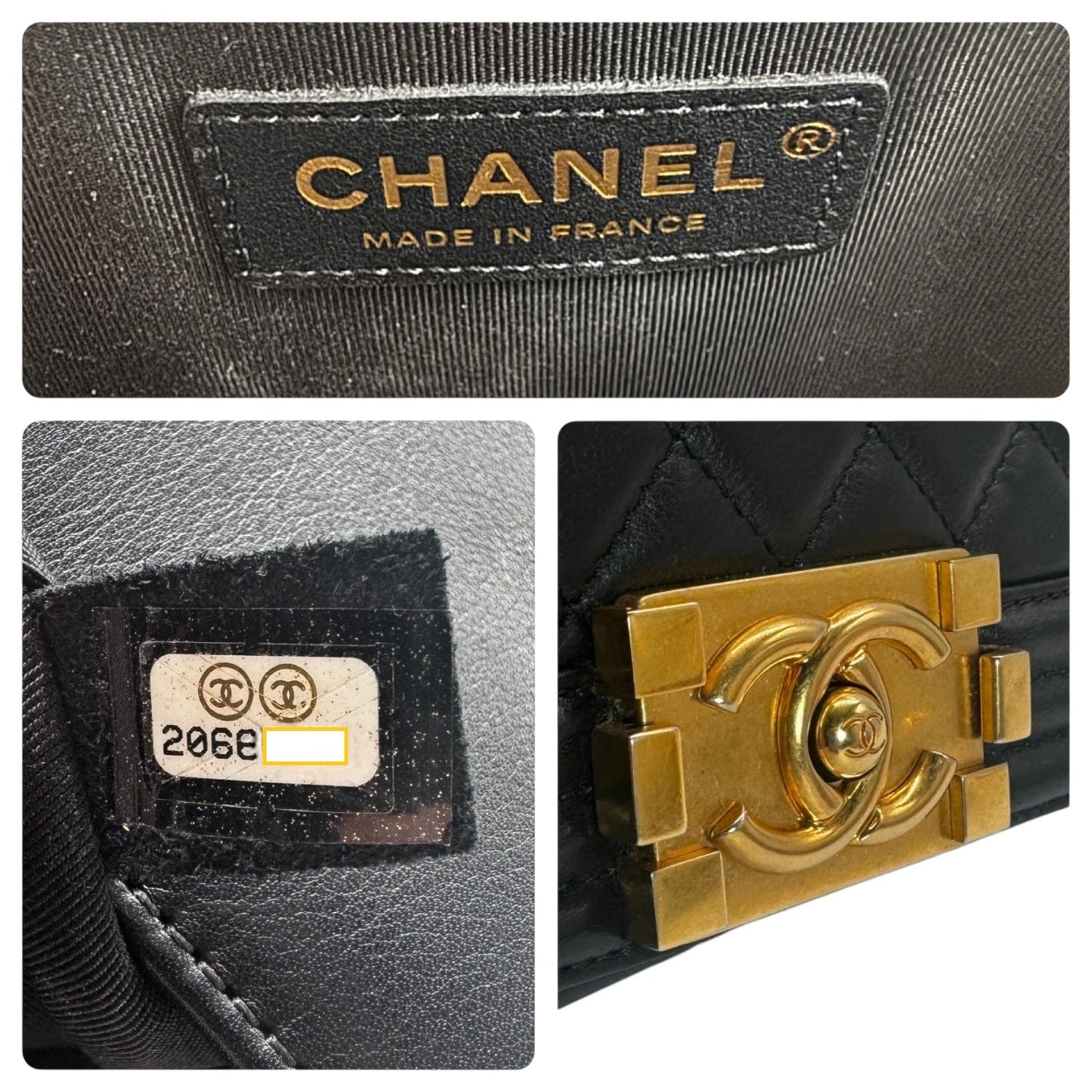 Chanel Black Quilted Lambskin Medium Boy Bag