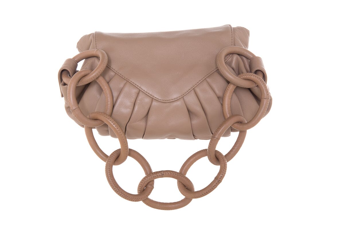 Chanel Taupe Limited Edition Accordion Pleat Lambskin Leather Shoulder Bag