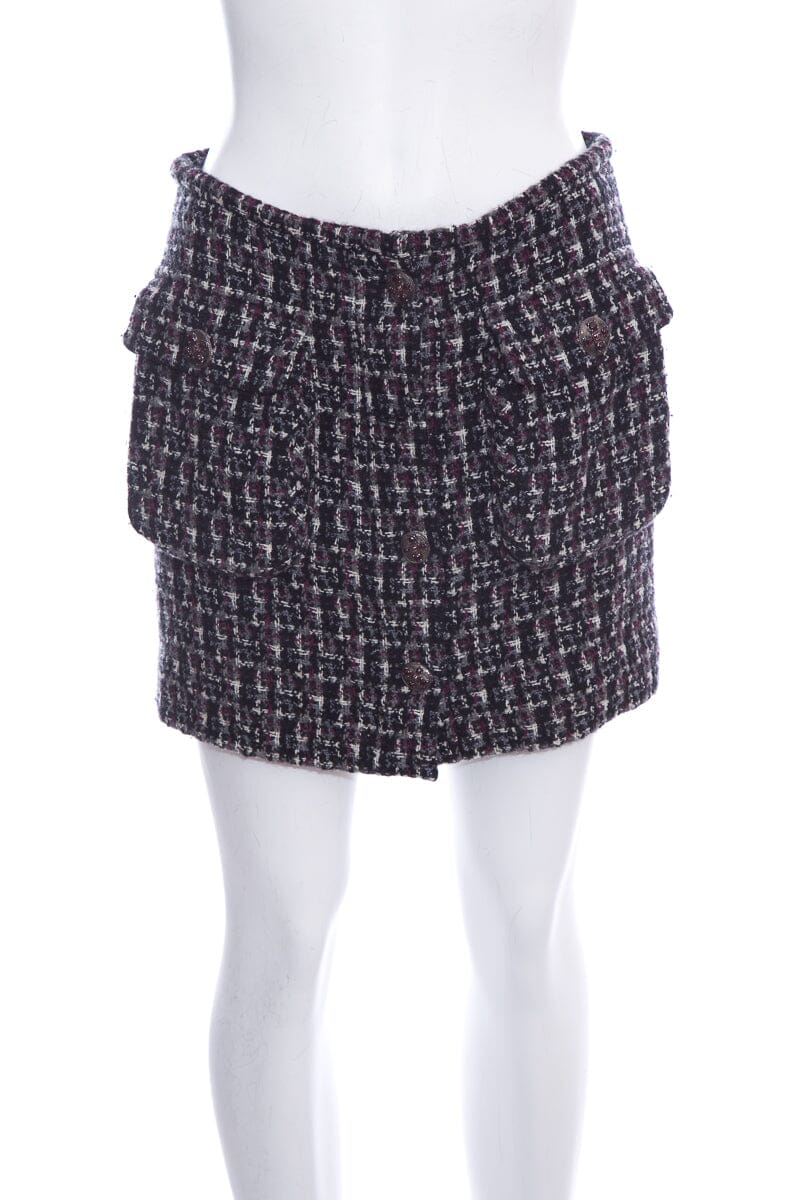 Chanel Purple Tweed Mini Skirt SZ 36