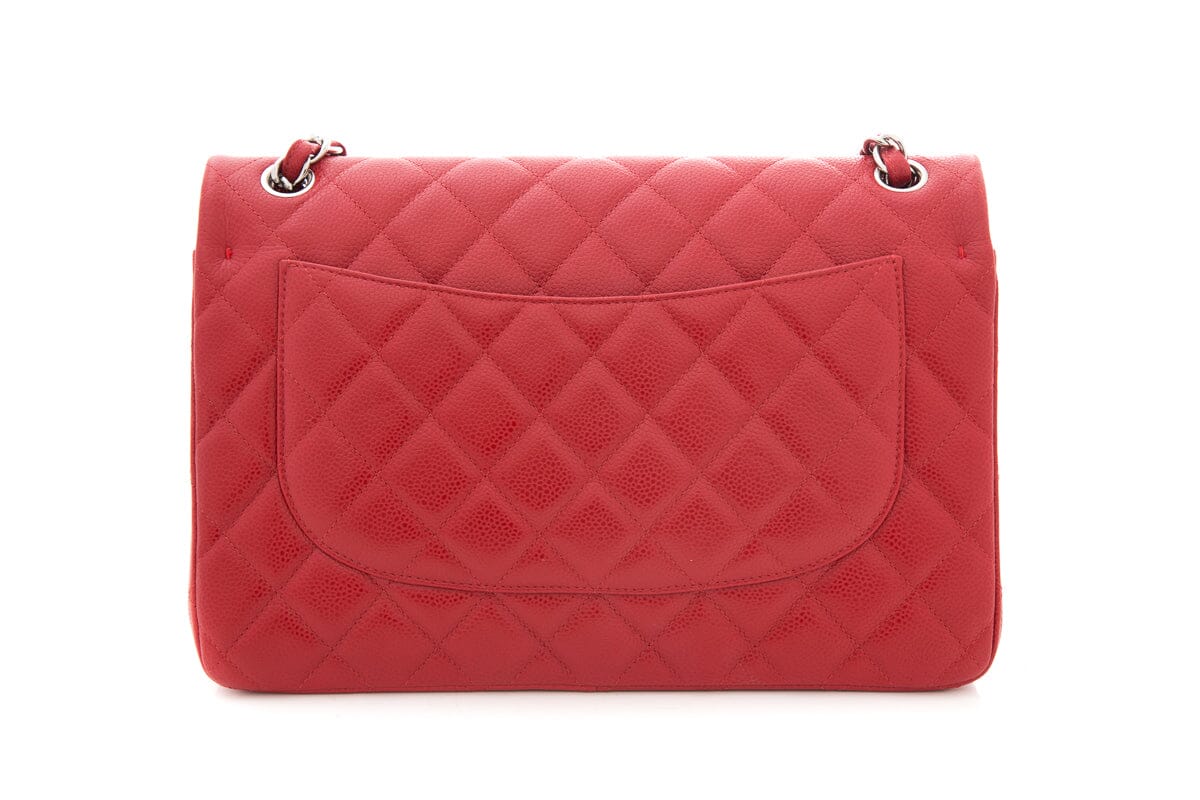 Chanel Red Jumbo Caviar Double Flap Handbag