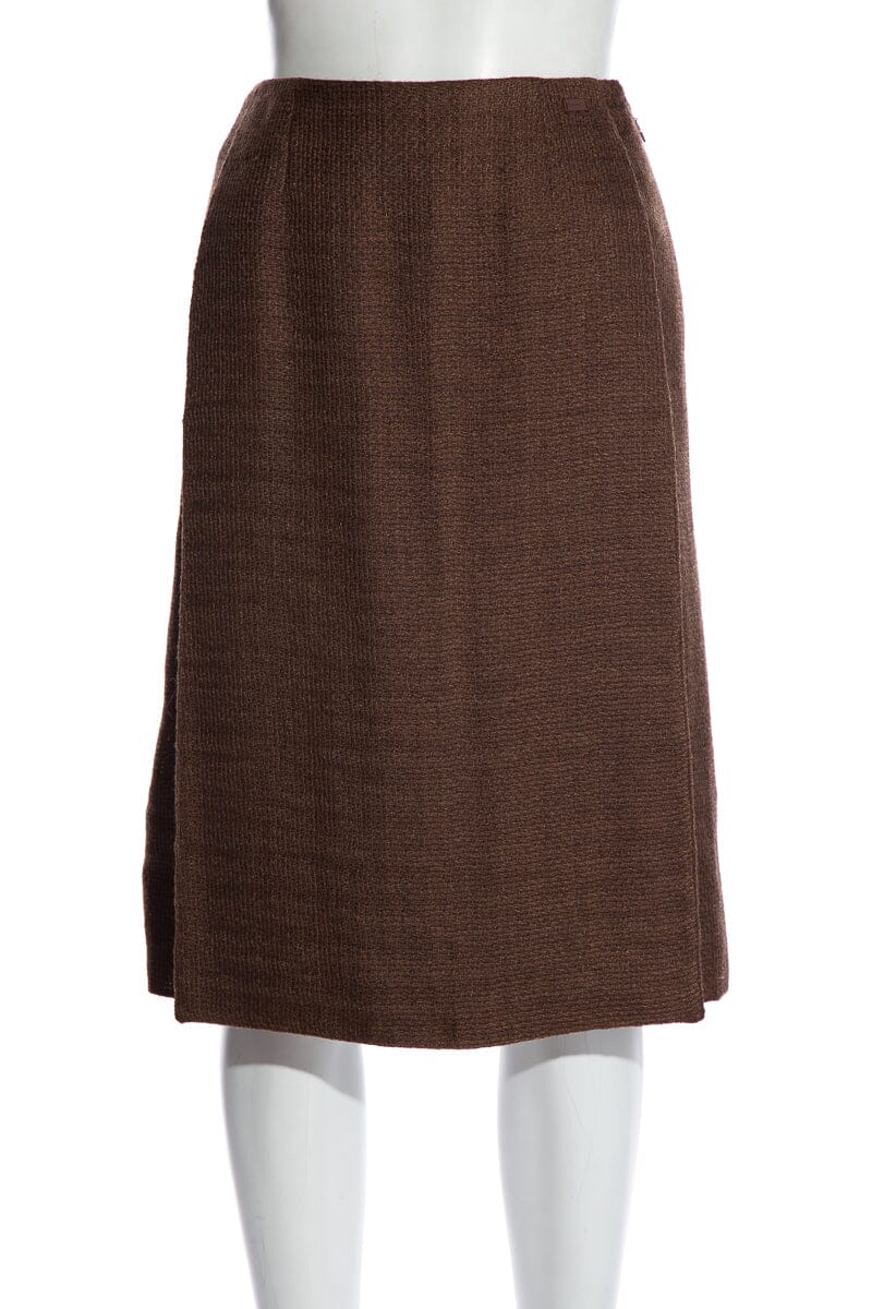 Chanel Vintage Brown Woven Skirt SZ 36