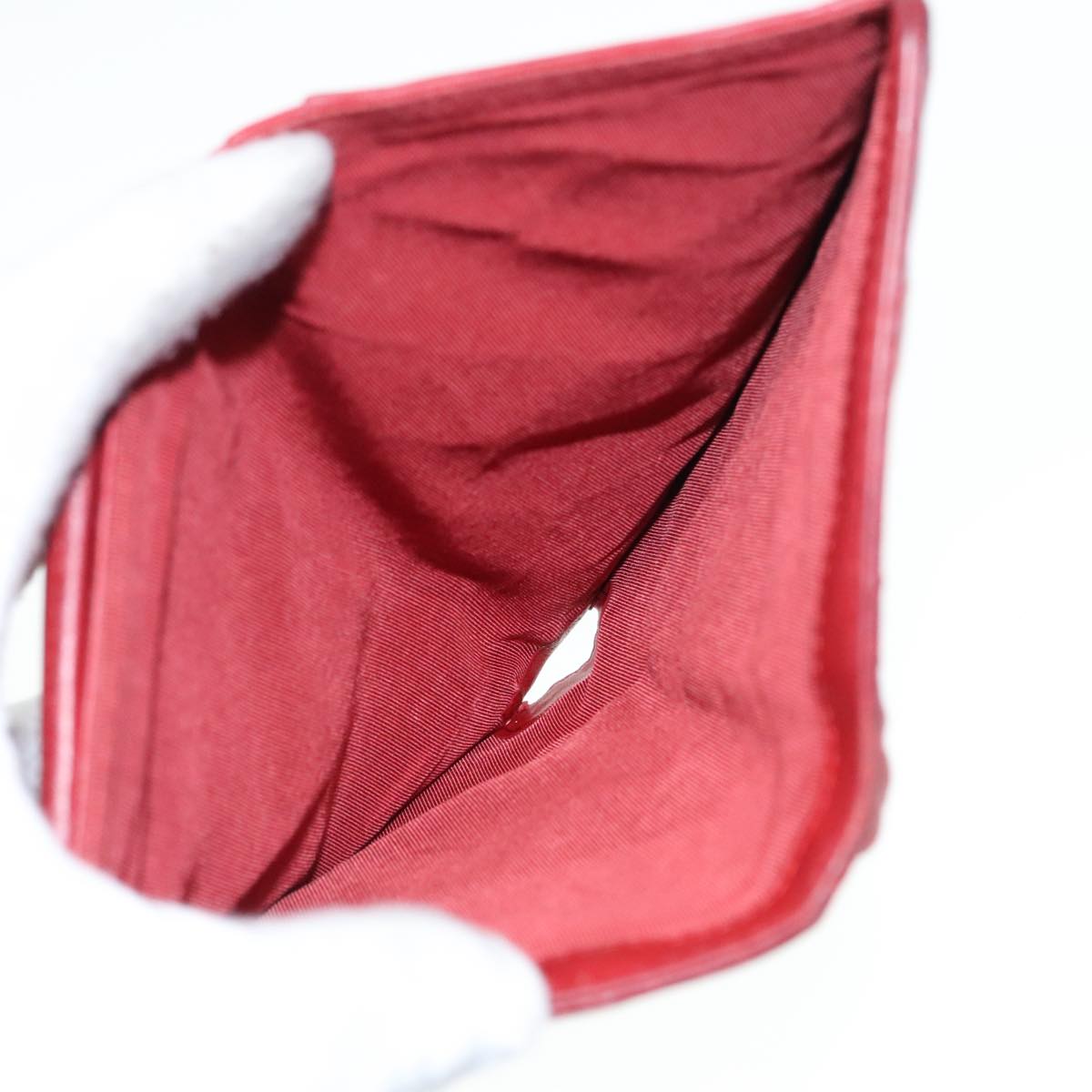 CHANEL Matelasse Wallet Lamb Skin Red Silver CC 90620
