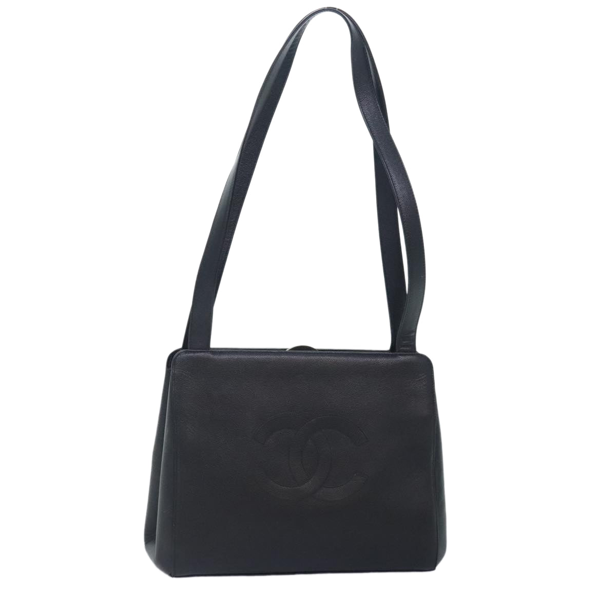 CHANEL COCO Mark Shoulder Bag Caviar Skin Black CC 90649