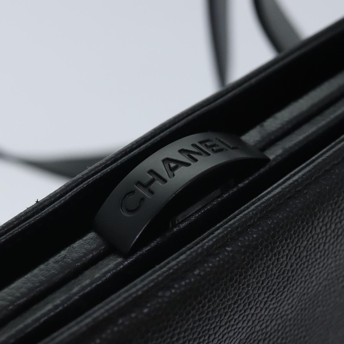 CHANEL COCO Mark Shoulder Bag Caviar Skin Black CC 90649
