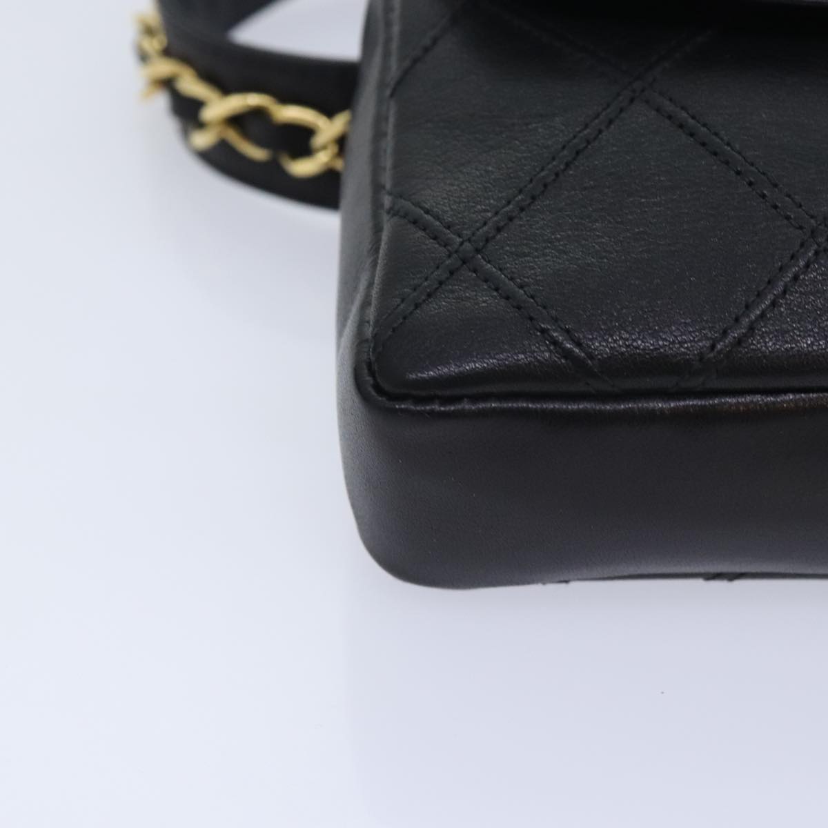 CHANEL Bicolore Chain Waist bag Leather Black Gold CC 90785A