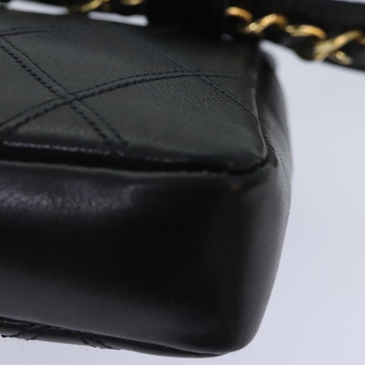 CHANEL Bicolore Chain Waist bag Leather Black Gold CC 90785A