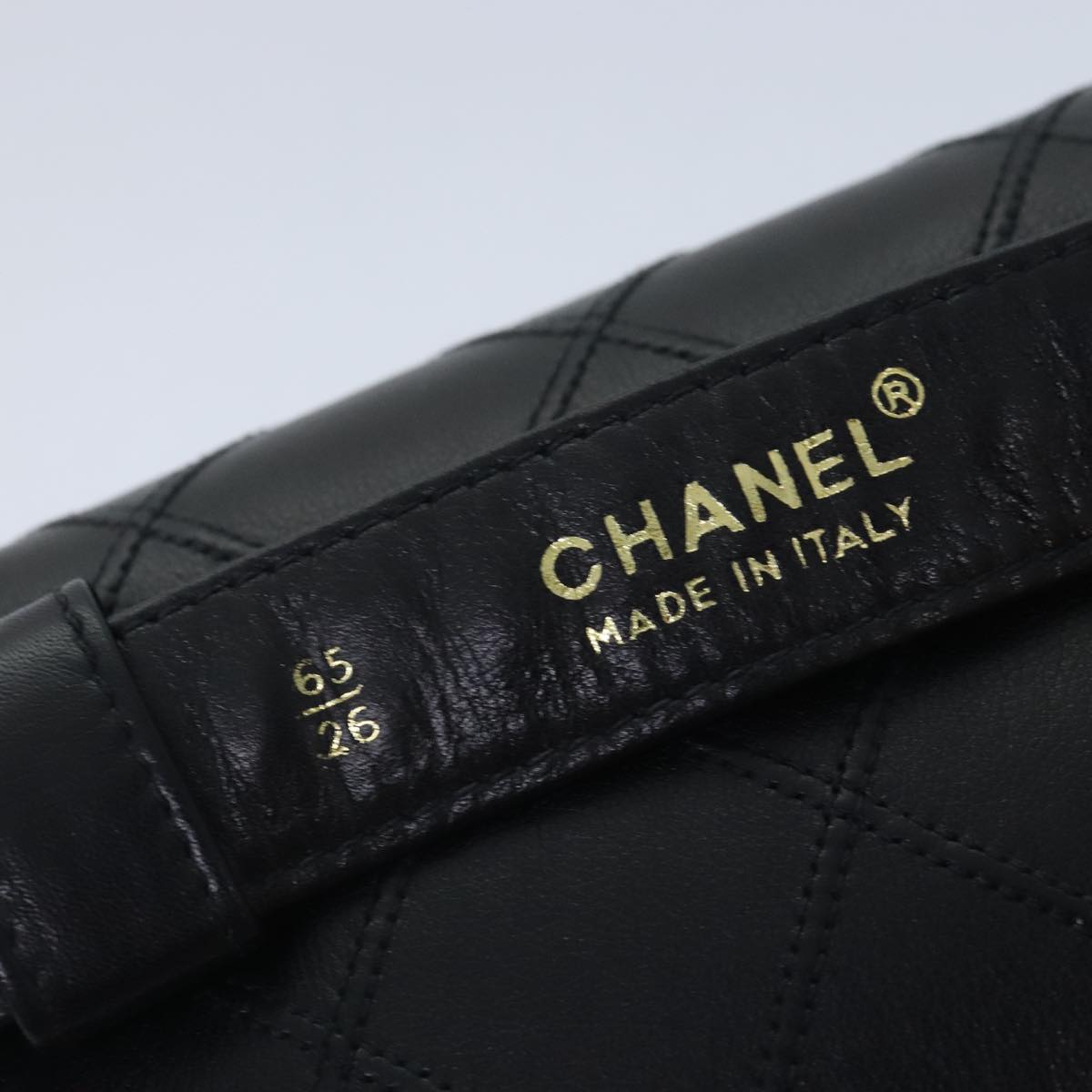 CHANEL Bicolore Chain Waist bag Leather Black Gold CC 90785A
