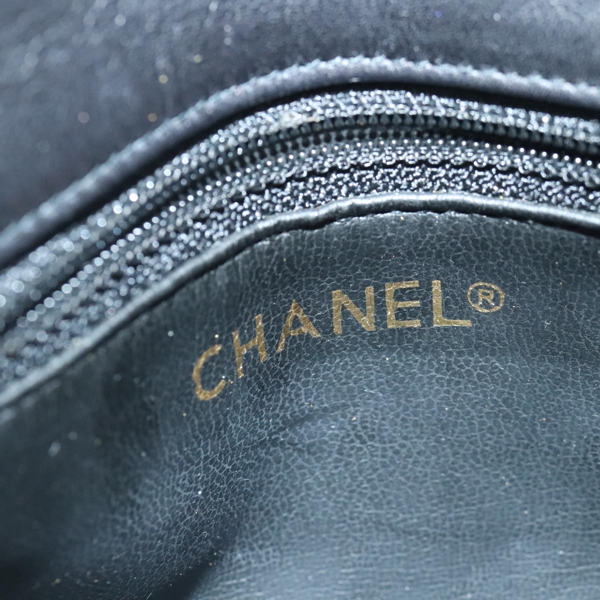 CHANEL Bicolore Chain Waist bag Leather Black Gold CC 90785A