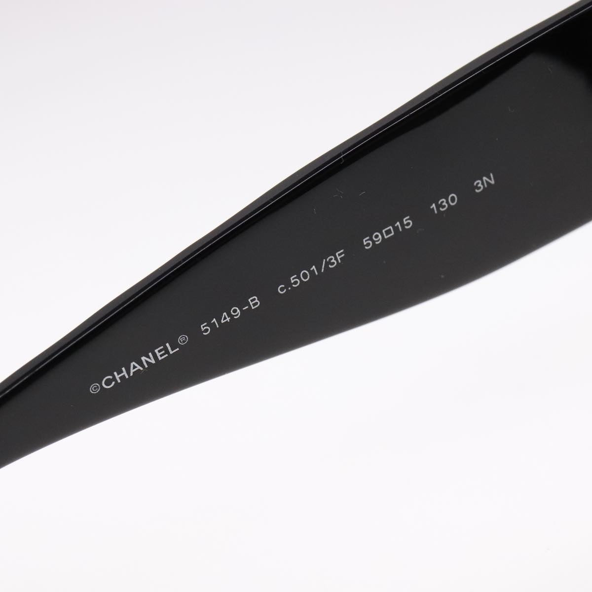CHANEL Stone Sunglasses plastic Black CC 90919