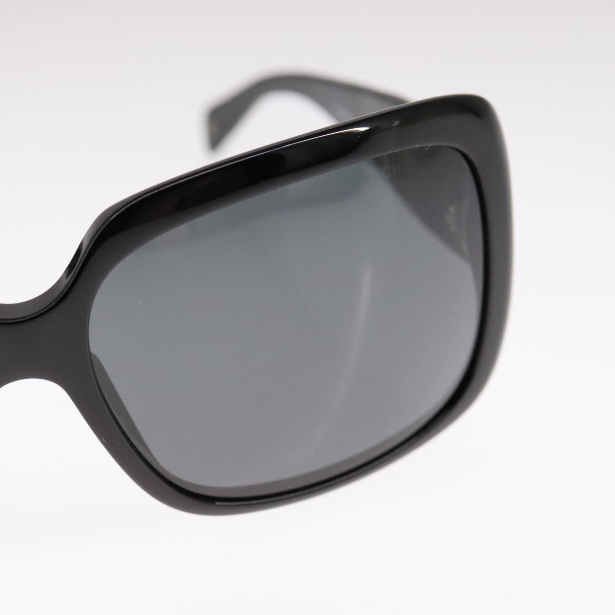 CHANEL Stone Sunglasses plastic Black CC 90919
