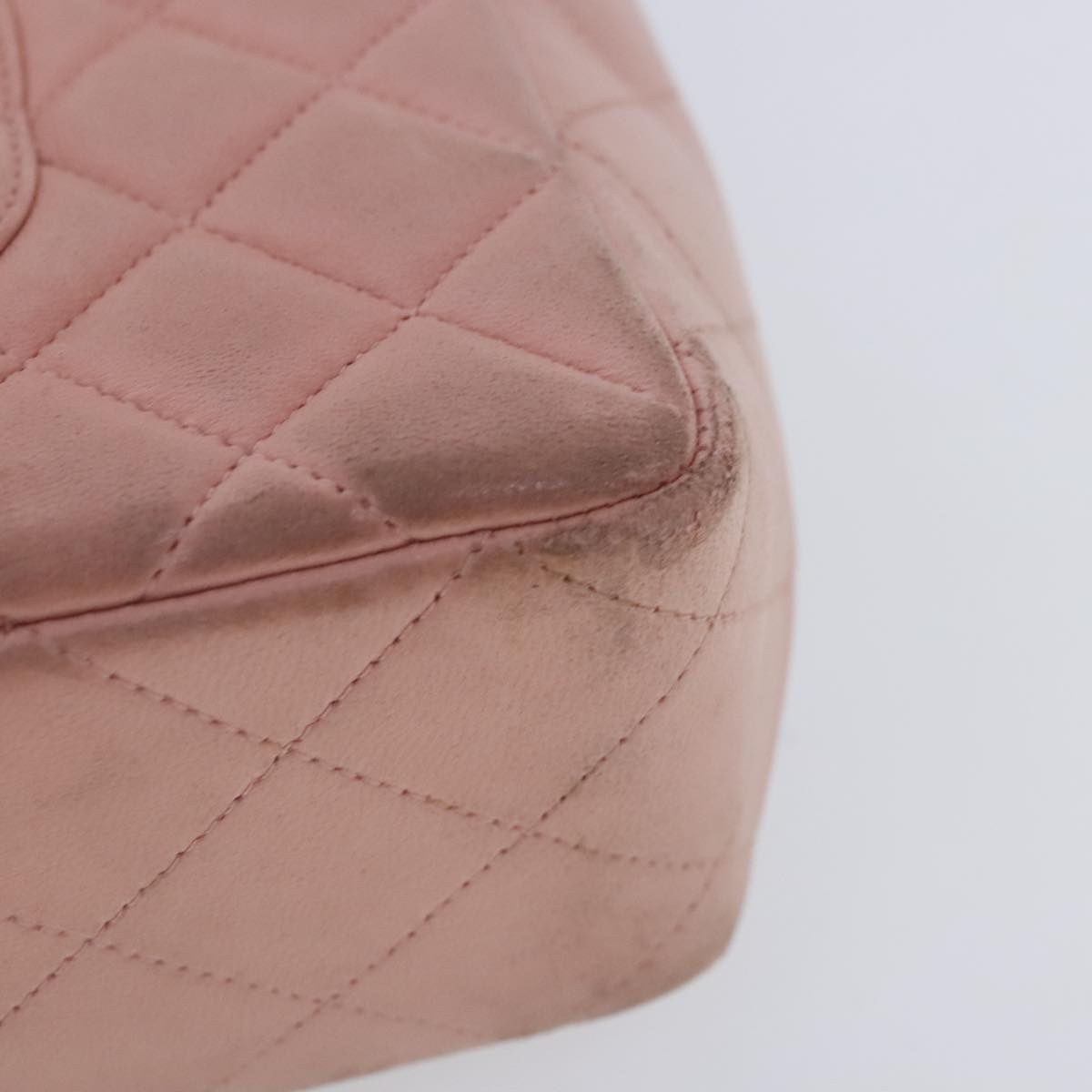 CHANEL Parent Child Bag Hand Bag Lamb Skin Pink Gold CC 90957A