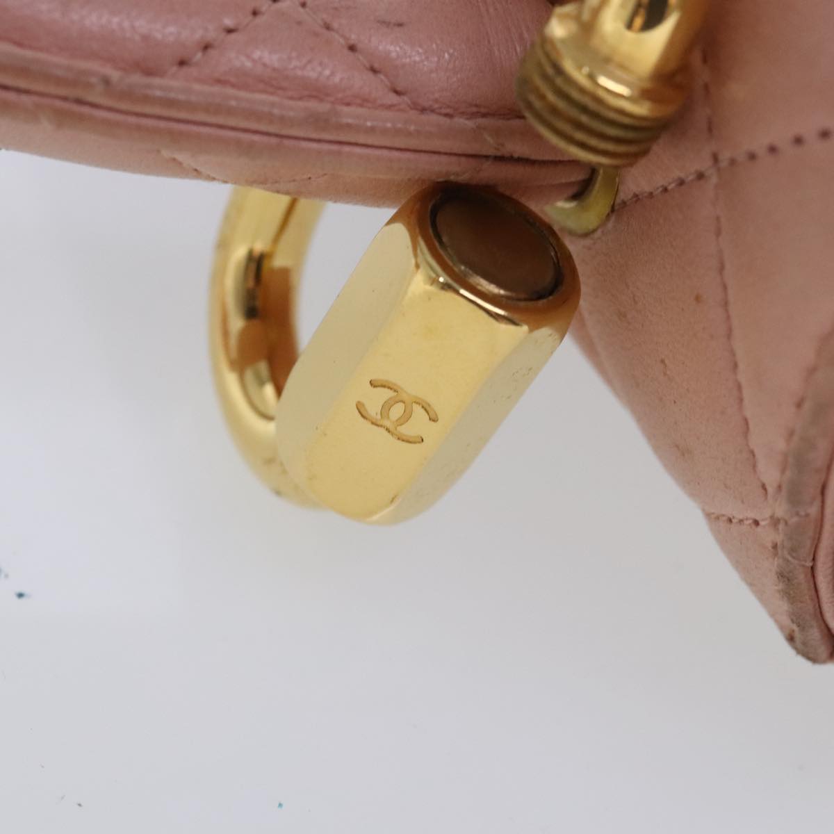 CHANEL Parent Child Bag Hand Bag Lamb Skin Pink Gold CC 90957A