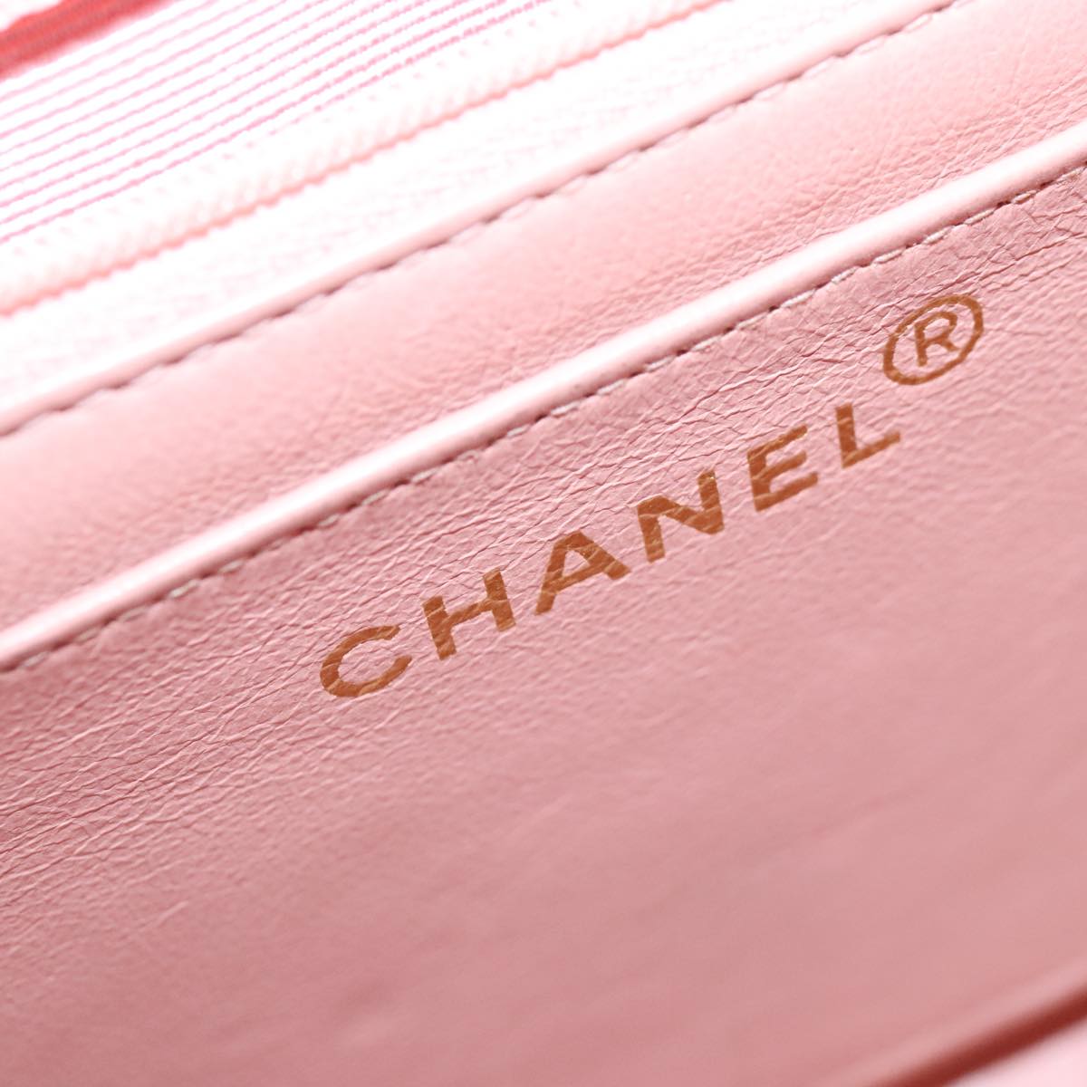 CHANEL Parent Child Bag Hand Bag Lamb Skin Pink Gold CC 90957A
