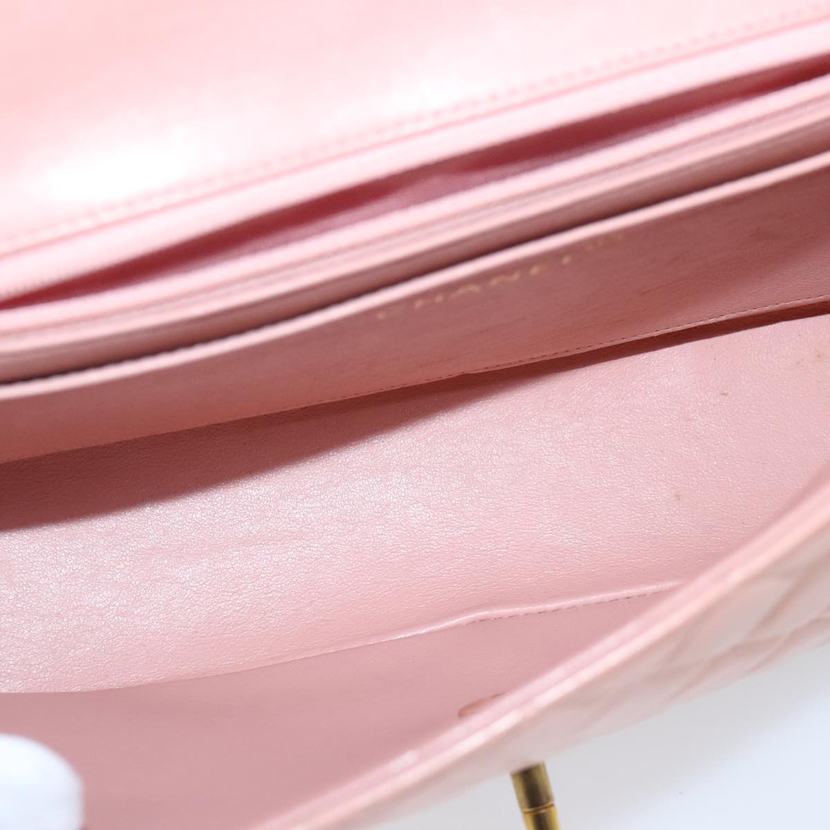 CHANEL Parent Child Bag Hand Bag Lamb Skin Pink Gold CC 90957A