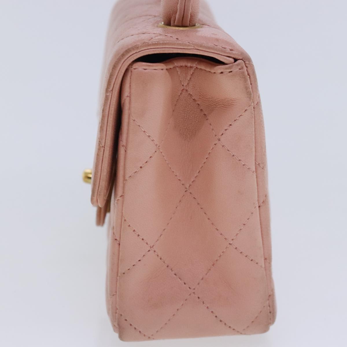 CHANEL Parent Child Bag Hand Bag Lamb Skin Pink Gold CC 90957A