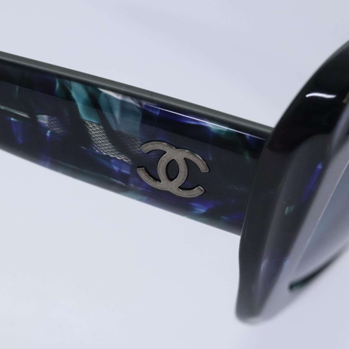 CHANEL Sunglasses plastic Navy Blue CC 93459