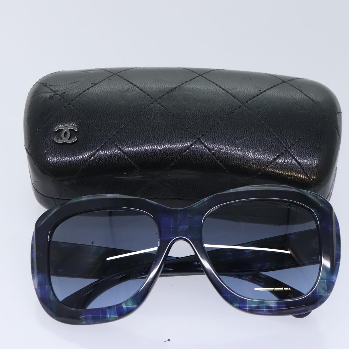 CHANEL Sunglasses plastic Navy Blue CC 93459