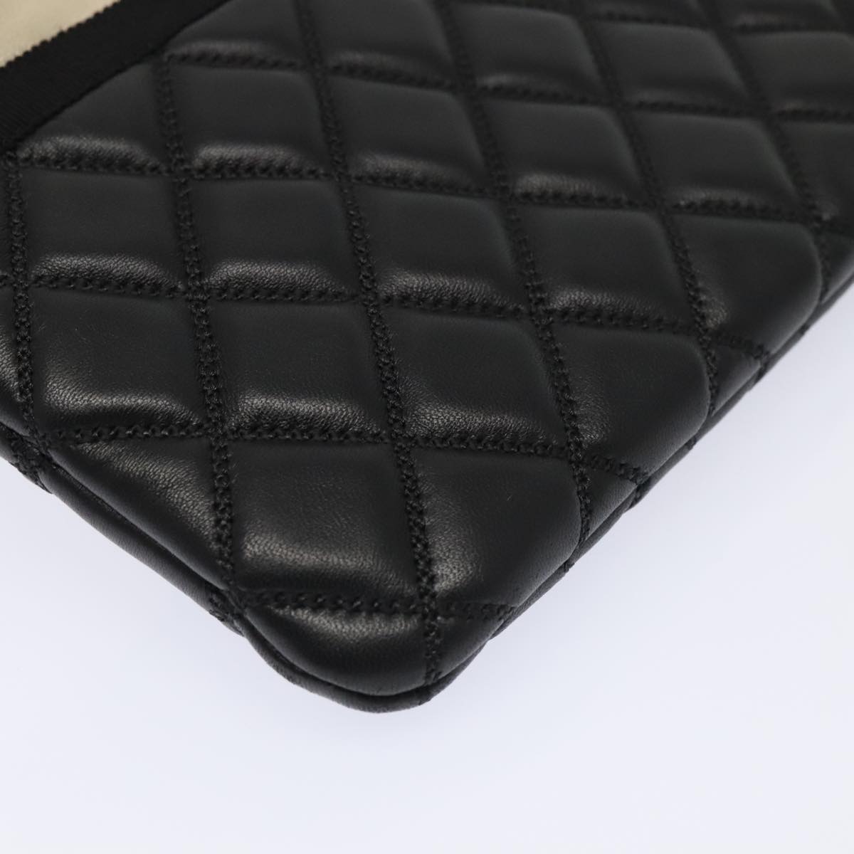 CHANEL Clutch Bag Leather Black Gold CC 93804A