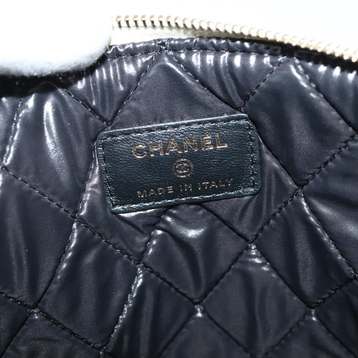 CHANEL Clutch Bag Leather Black Gold CC 93804A