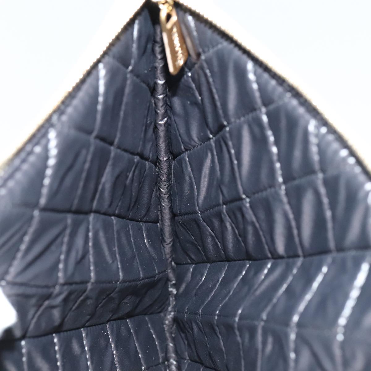CHANEL Clutch Bag Leather Black Gold CC 93804A