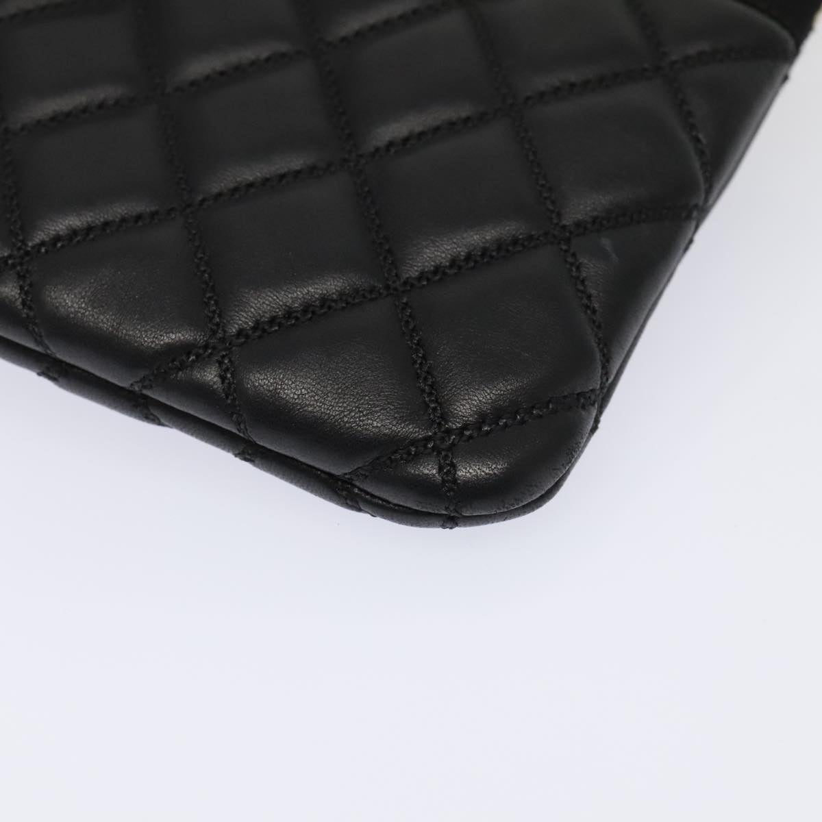 CHANEL Clutch Bag Leather Black Gold CC 93804A